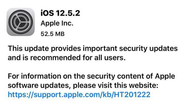 怀集苹果手机维修分享iOS12.5.2发布，建议所有老苹果用户安装 